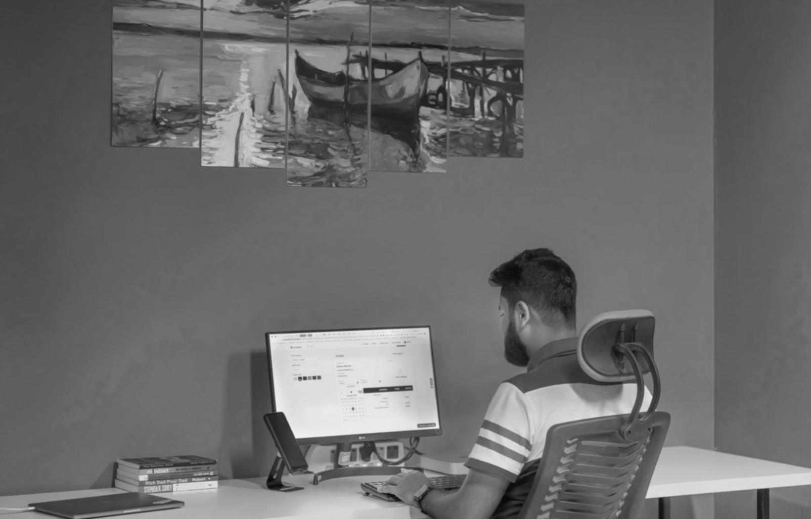 Financial analysis classroom with students working on spreadsheet exercises